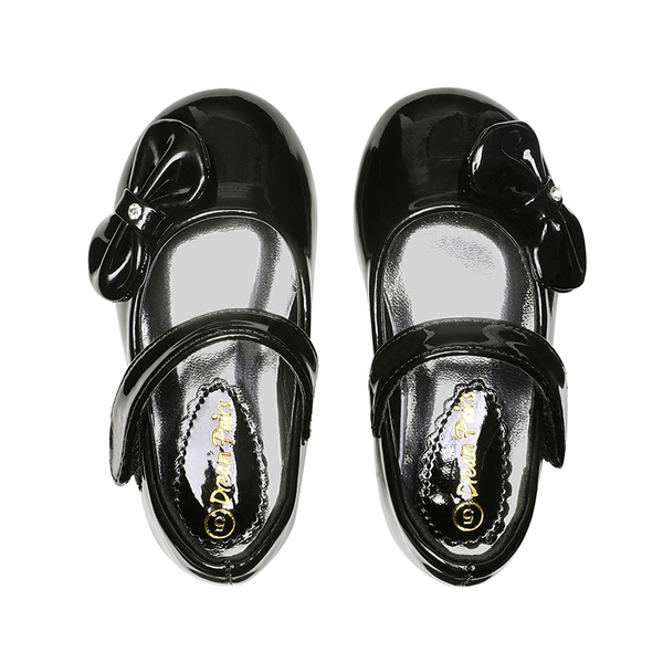 Toddler Girl's Ballerina Bow Flats - BLACK PAT - 4
